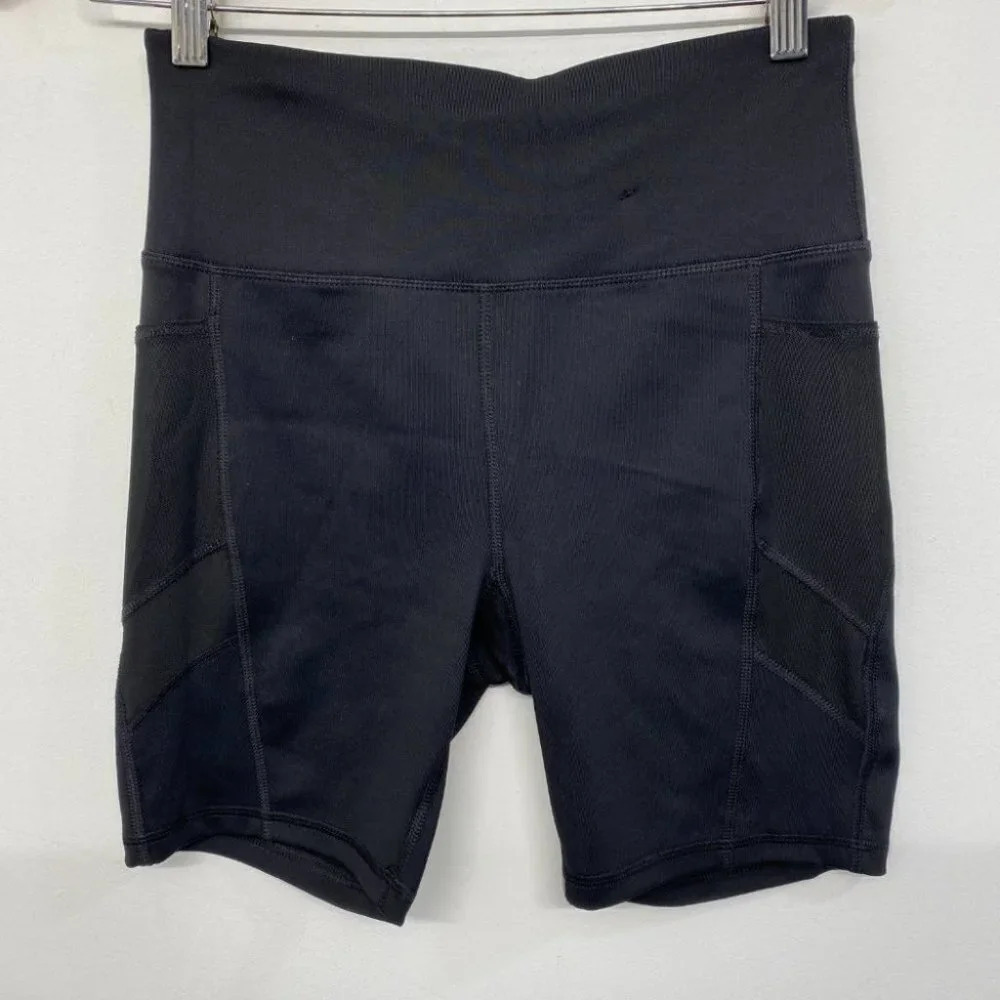 Avita Black Women's Small Shorts Nylon Spandex Polyester 11" High Rise